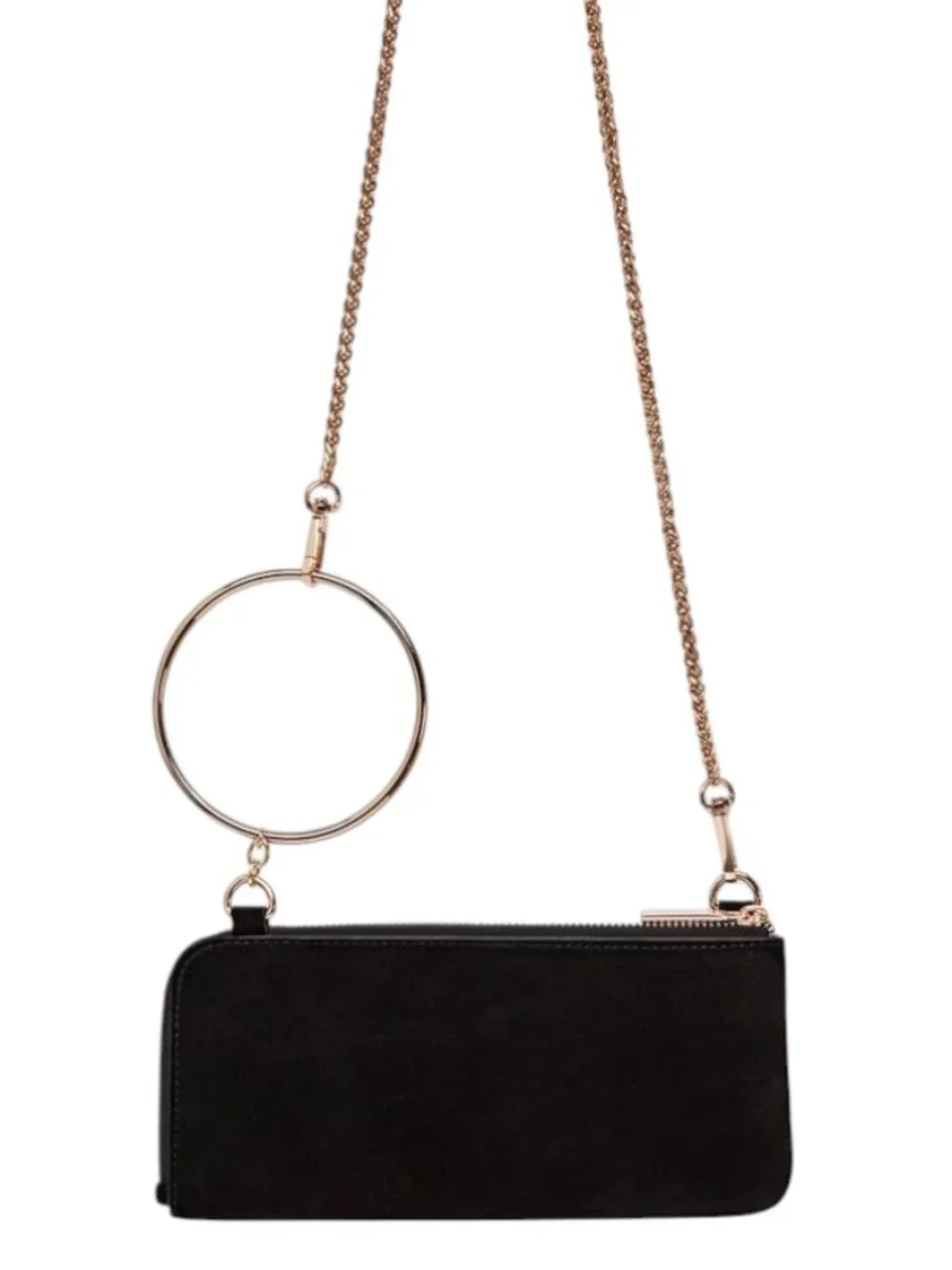 Zara Black Suede Clutch Wristlet Minimalist Clutch